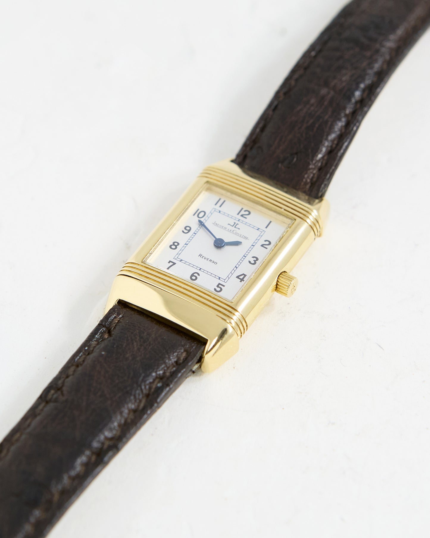 JAEGER-LECOULTRE LADIES REVERSO MONOFACE ON LEATHER STRAP AND BUCKLE