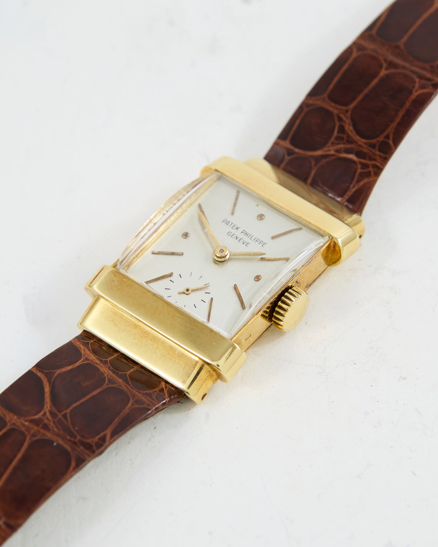 PATEK PHILIPPE TOP HAT 1450 IN YELLOW GOLD SIGNED STRAP & BUCKLE WITH EXTRACT OF ARCHIVES