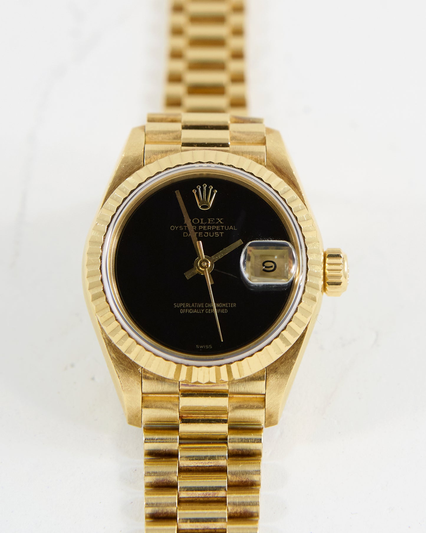ROLEX LADIES DATEJUST ONYX DIAL WITH FULL SET OF BOX & PAPERS