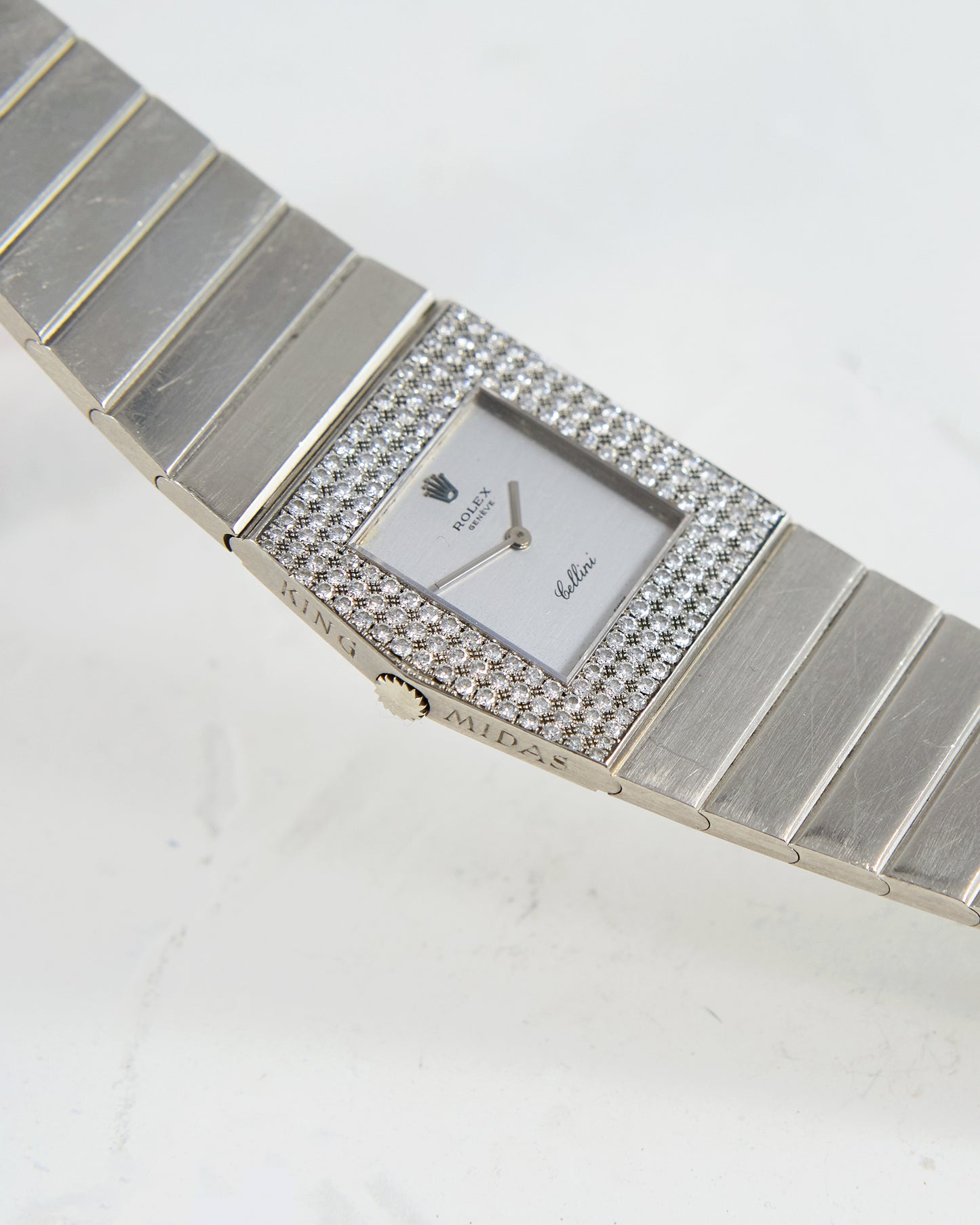 ROLEX KING MIDAS CELLINI ASYMMETRICAL IN WHITE GOLD WITH FACTORY DIAMONDS