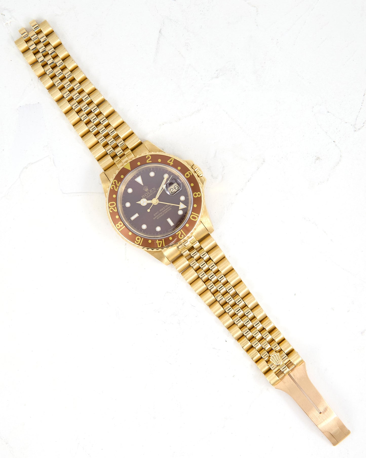 Rolex GMT-Master Brown Dial in Yellow Gold with Jubilee Bracelet