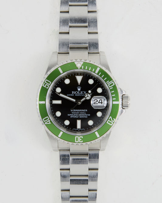 ROLEX SUBMARINER LIME GREEN KERMIT 50TH ANNIVERSARY WITH BOX & PAPERS