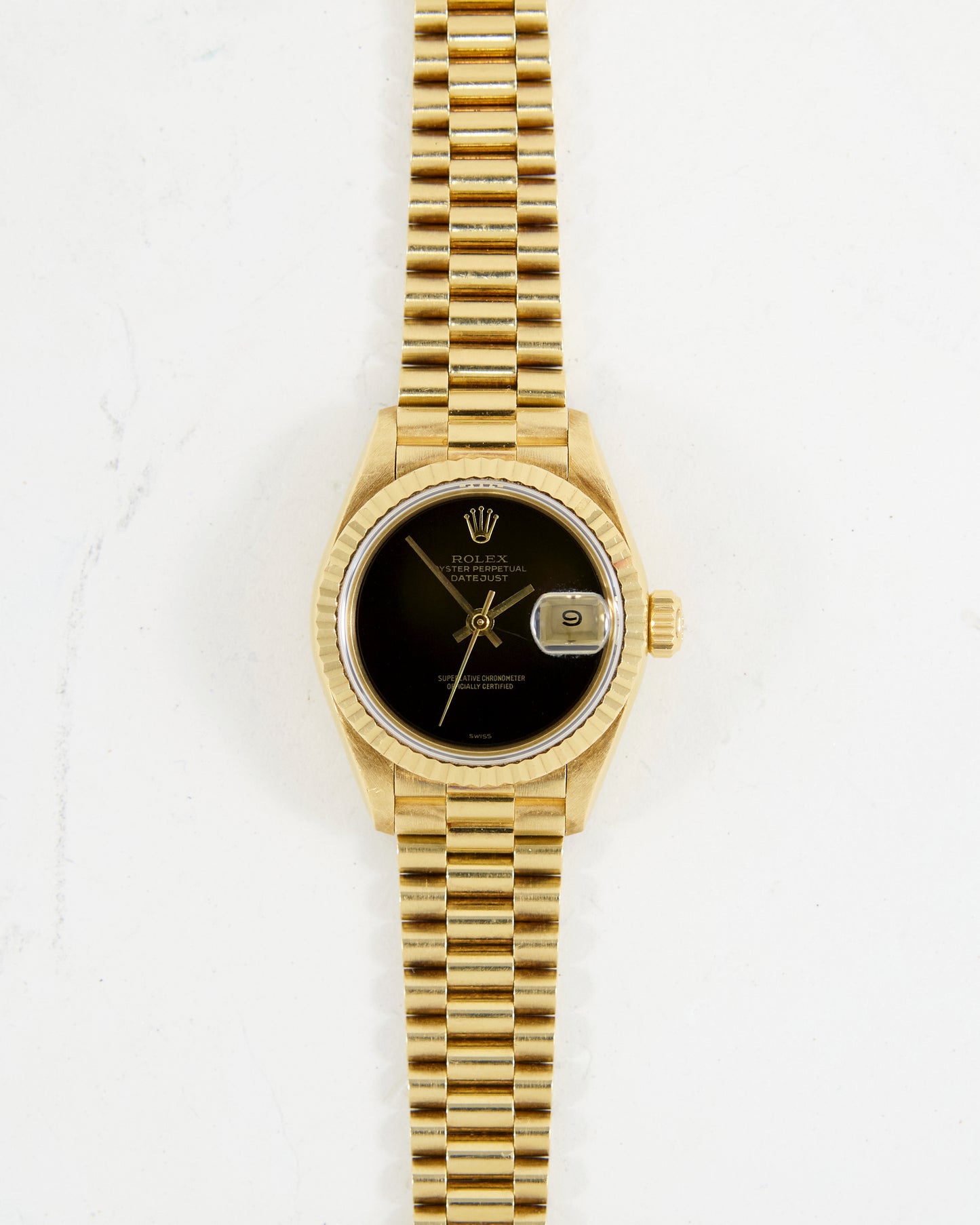 ROLEX LADIES DATEJUST ONYX DIAL WITH FULL SET OF BOX & PAPERS