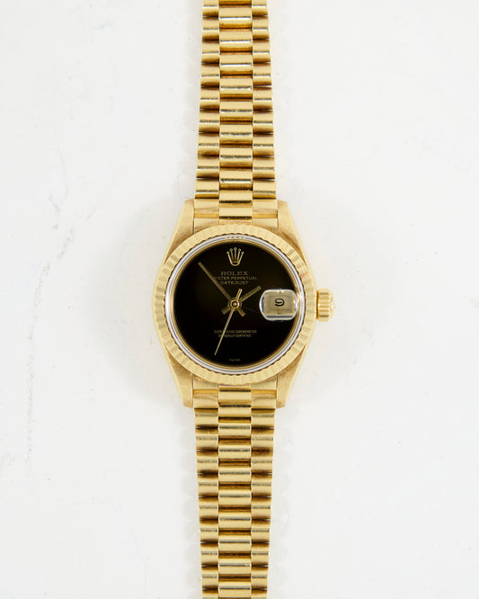 ROLEX LADIES DATEJUST ONYX DIAL WITH FULL SET OF BOX & PAPERS