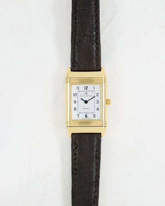 JAEGER-LECOULTRE LADIES REVERSO MONOFACE ON LEATHER STRAP AND BUCKLE