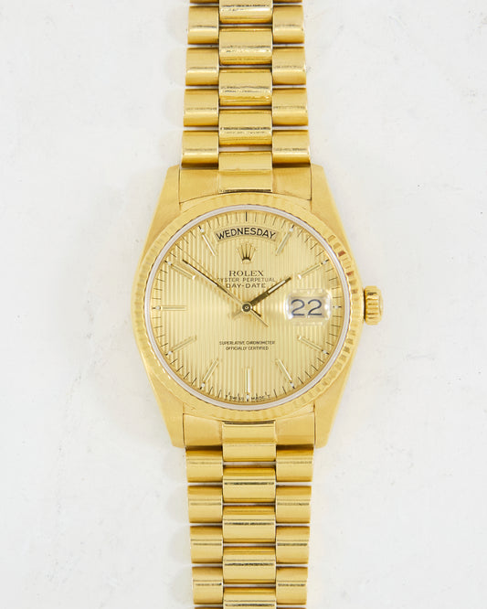 ROLEX DAY-DATE TAPESTRY DIAL YELLOW GOLD ON PRESIDENTIAL BRACELET