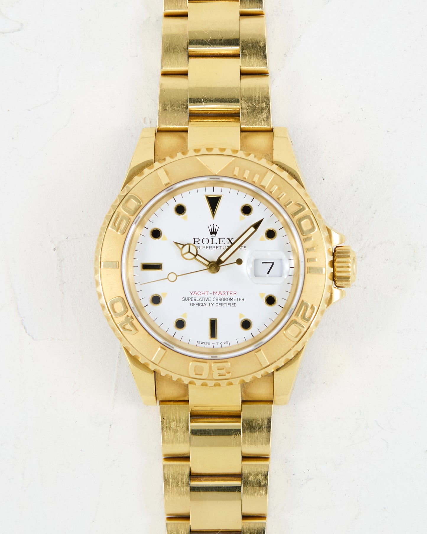 ROLEX YACHT-MASTER WHITE DIAL MKI CASE IN YELLOW GOLD