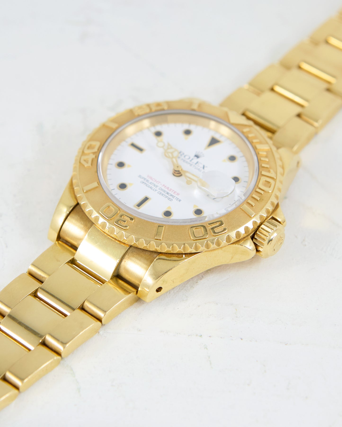 ROLEX YACHT-MASTER WHITE DIAL MKI CASE IN YELLOW GOLD