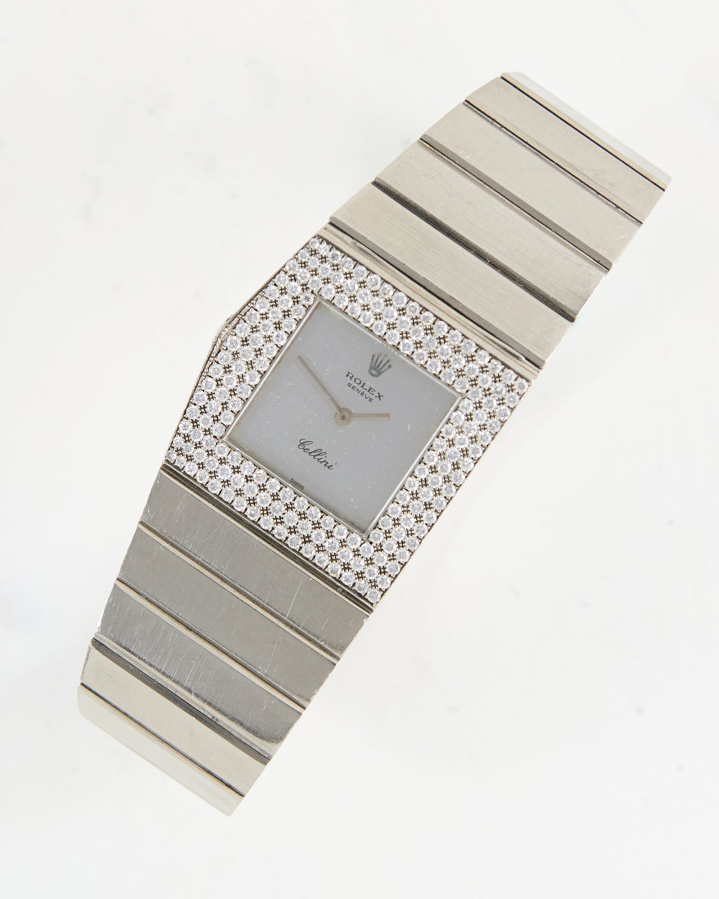 ROLEX KING MIDAS CELLINI ASYMMETRICAL IN WHITE GOLD WITH FACTORY DIAMONDS