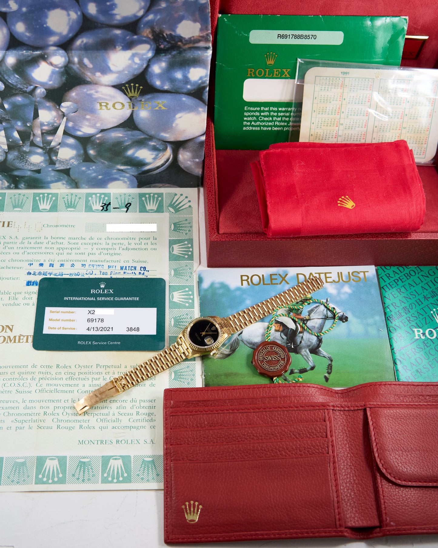 ROLEX LADIES DATEJUST ONYX DIAL WITH FULL SET OF BOX & PAPERS