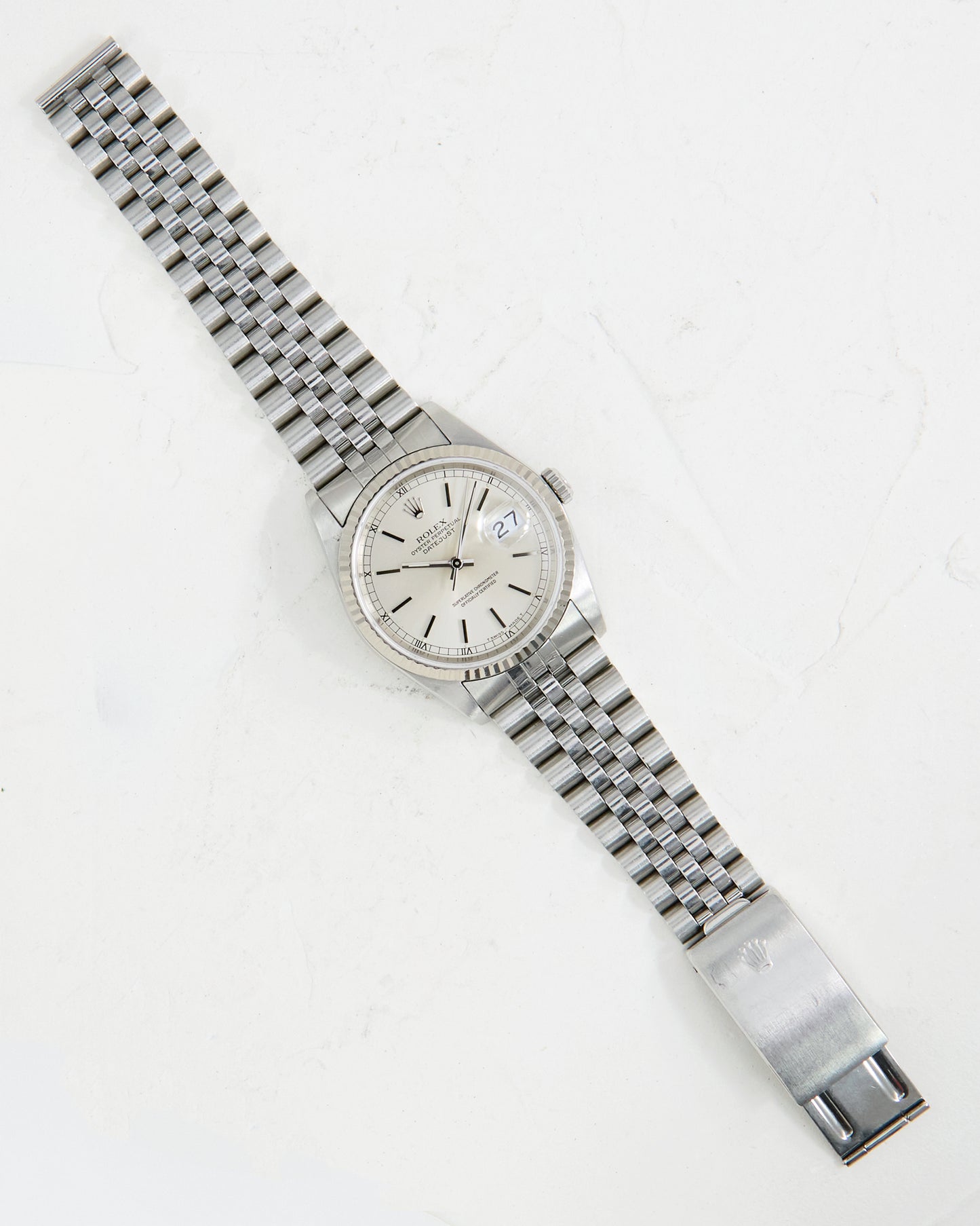 ROLEX DATEJUST SILVER DIAL ON JUBILEE BRACELET