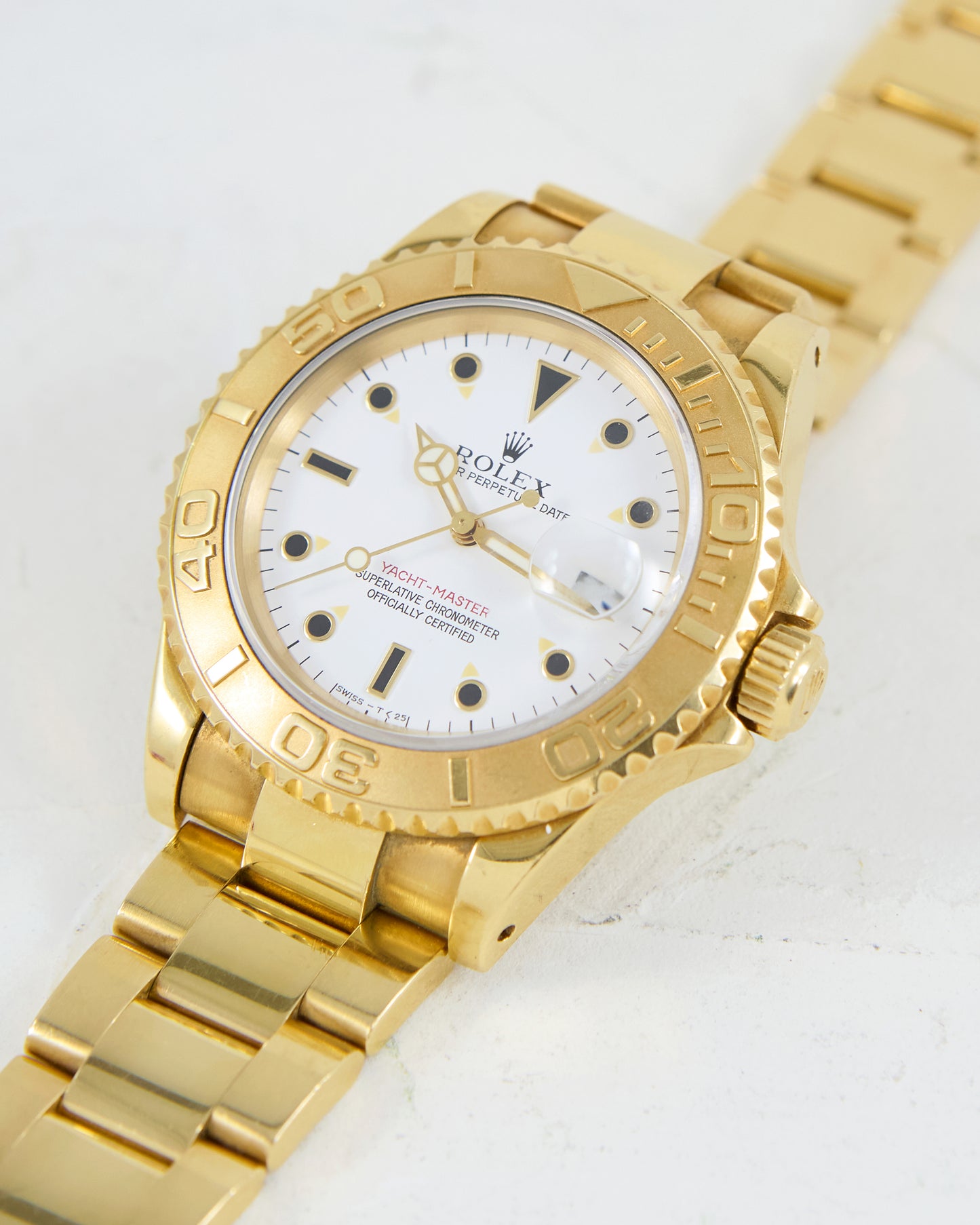 ROLEX YACHT-MASTER WHITE DIAL MKI CASE IN YELLOW GOLD