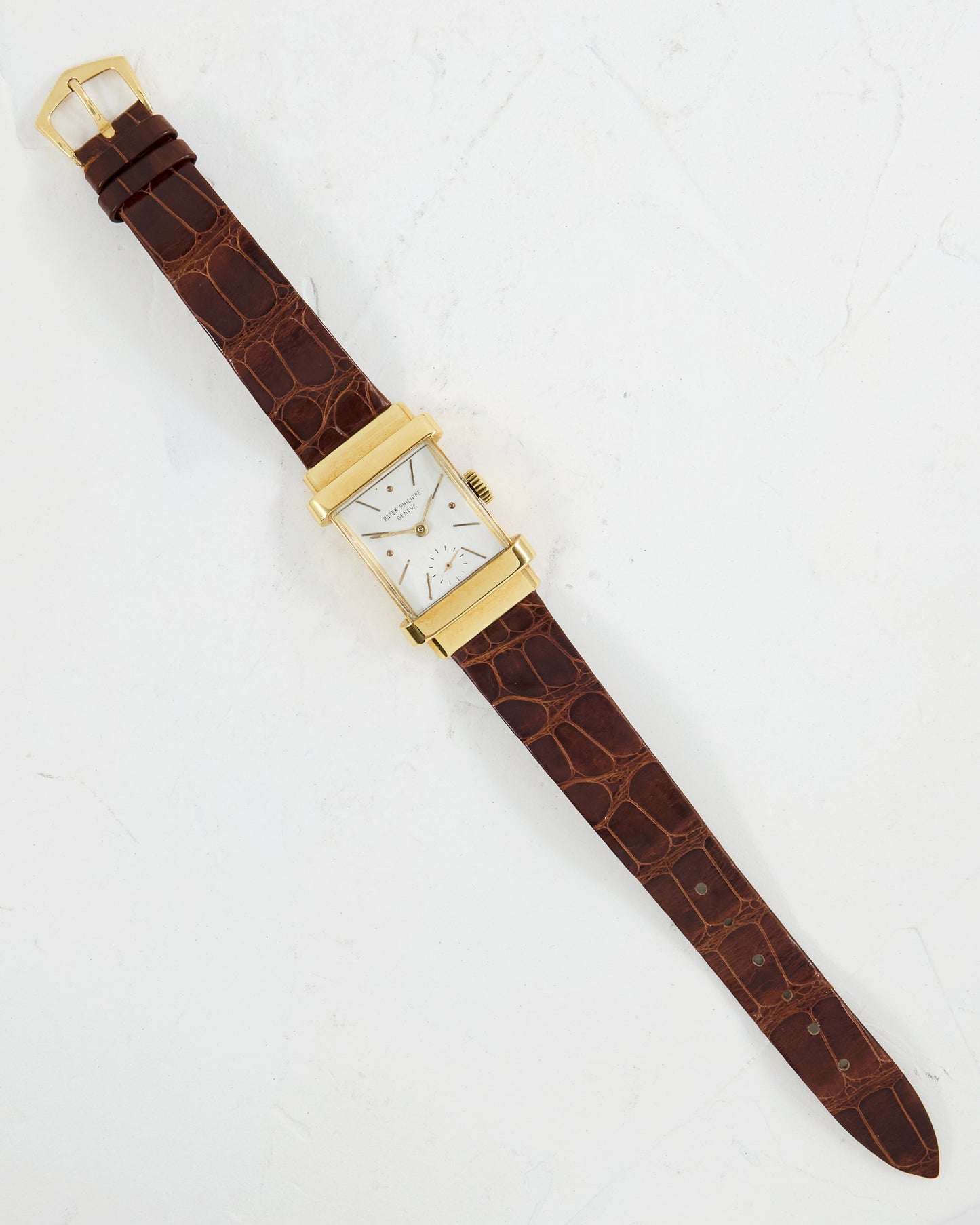 PATEK PHILIPPE TOP HAT 1450 IN YELLOW GOLD SIGNED STRAP & BUCKLE WITH EXTRACT OF ARCHIVES
