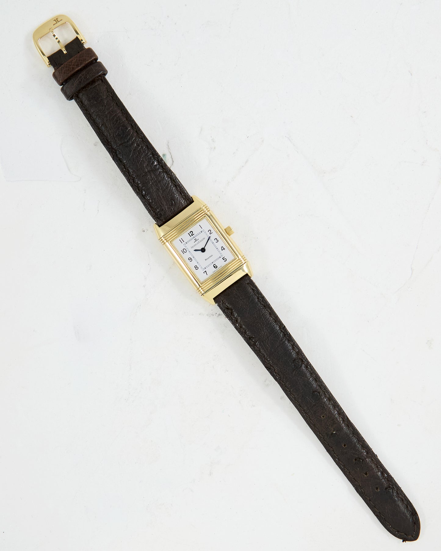 JAEGER-LECOULTRE LADIES REVERSO MONOFACE ON LEATHER STRAP AND BUCKLE