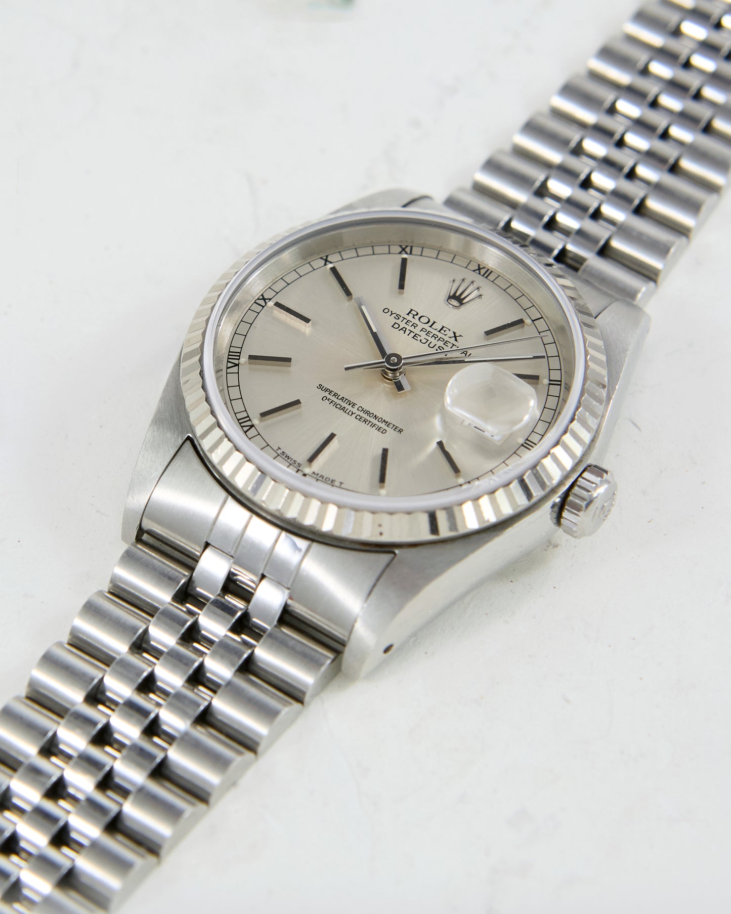 ROLEX DATEJUST SILVER DIAL ON JUBILEE BRACELET
