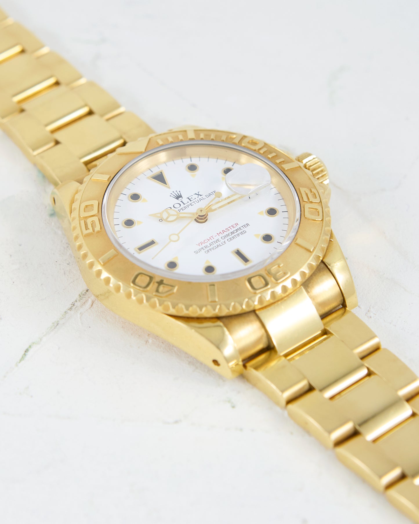 ROLEX YACHT-MASTER WHITE DIAL MKI CASE IN YELLOW GOLD