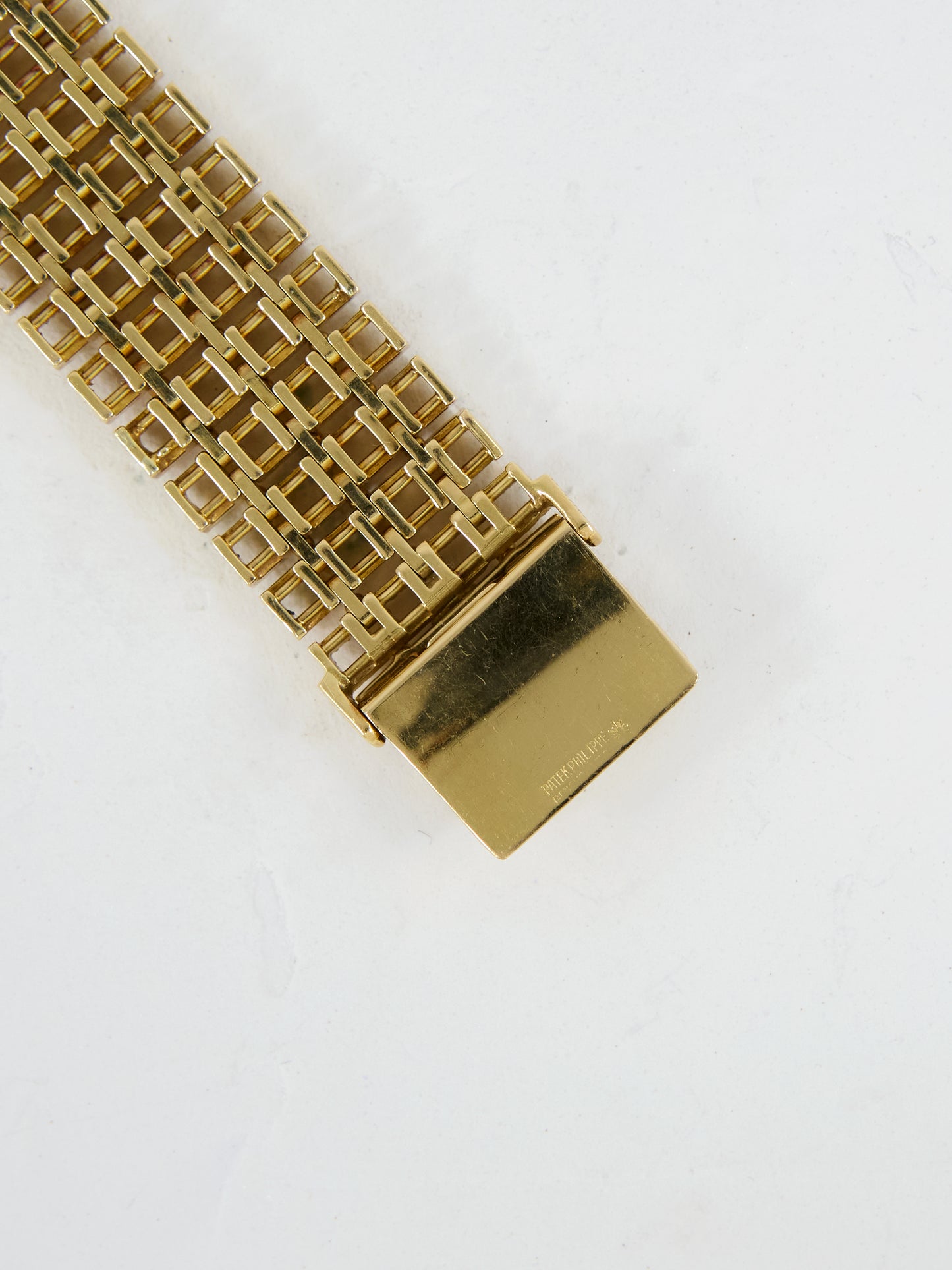 PATEK PHILIPPE SQUARE WITH BLUE DIAL ON YELLOW GOLD CASE AND BRACELET