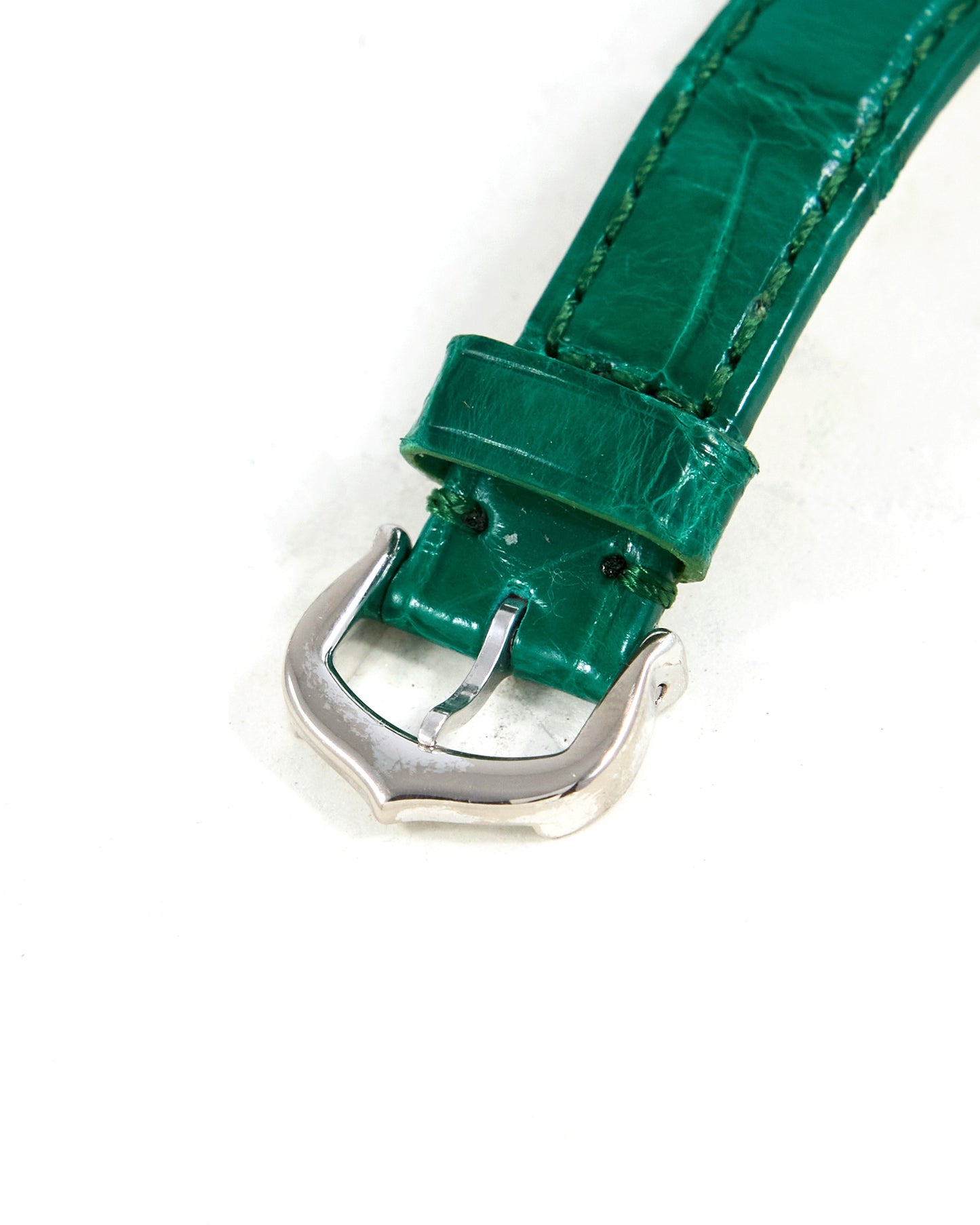 Cartier Tank Américaine 2489 in White Gold Case on Green Cartier Strap with Cartier Buckle