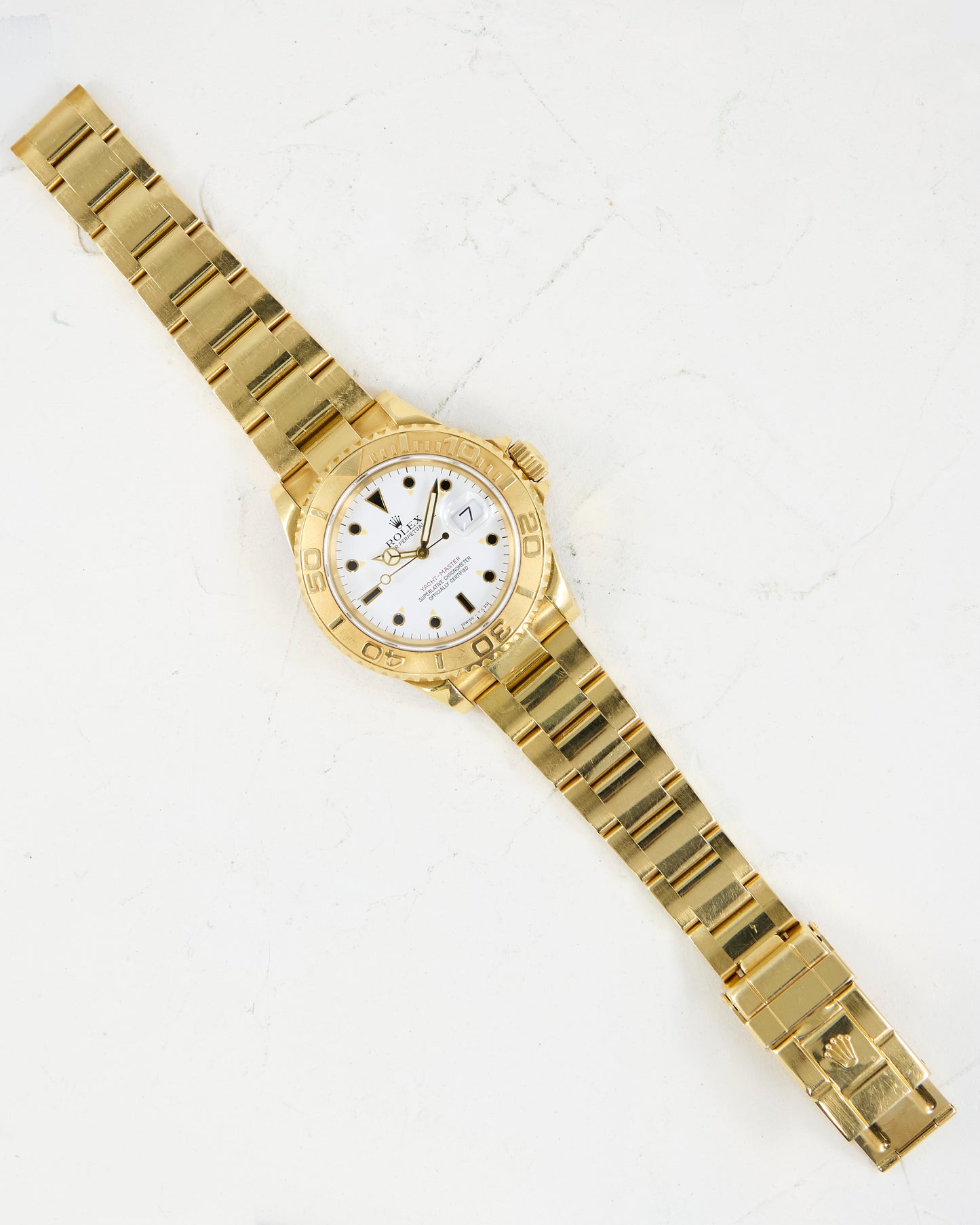 ROLEX YACHT-MASTER WHITE DIAL MKI CASE IN YELLOW GOLD