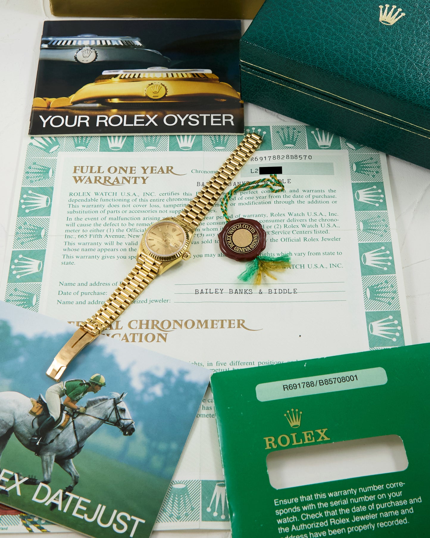 ROLEX LADIES DATEJUST TAPESTRY DIAL WITH FULL SET OF BOX & PAPERS