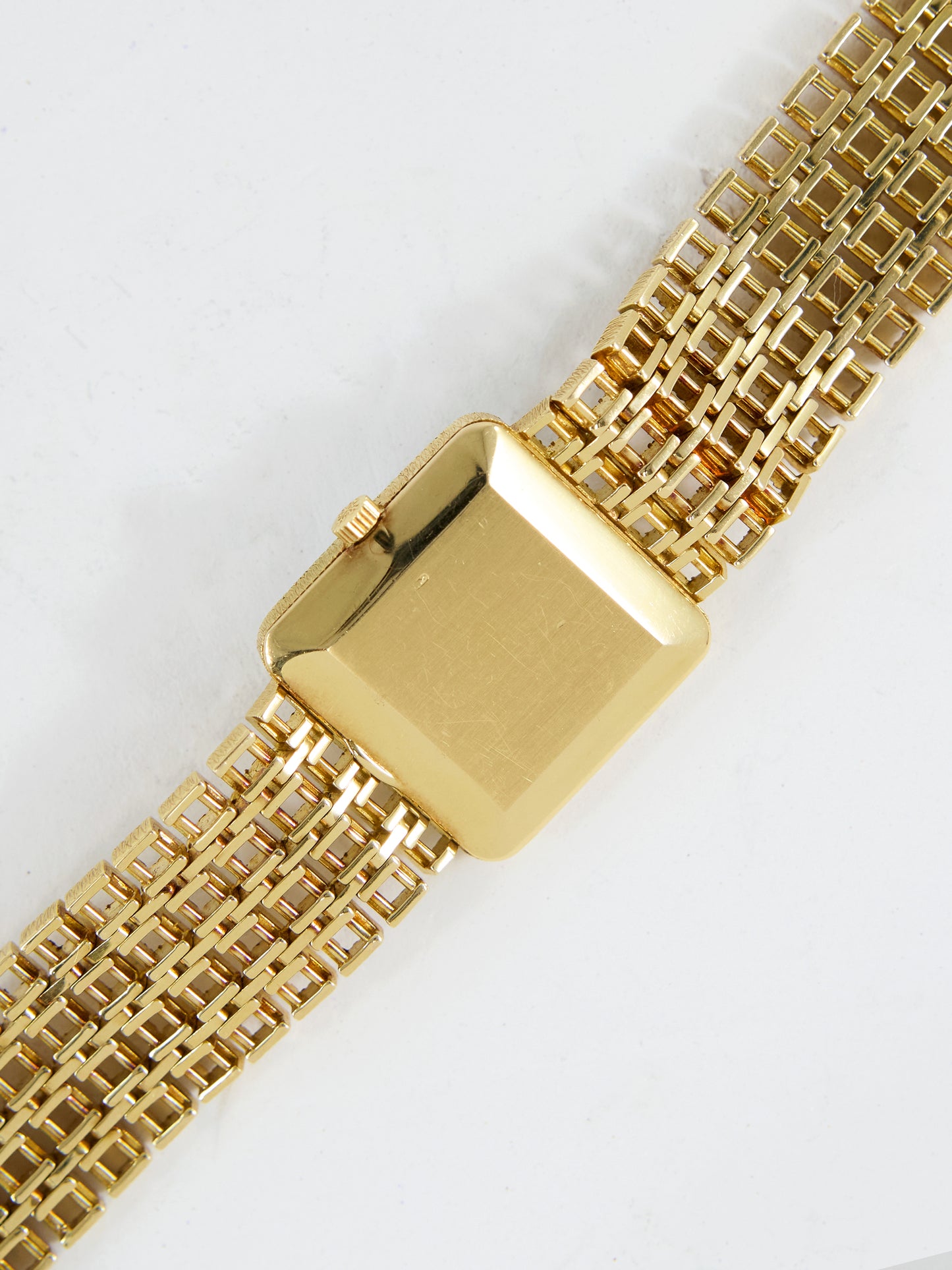 PATEK PHILIPPE SQUARE WITH BLUE DIAL ON YELLOW GOLD CASE AND BRACELET
