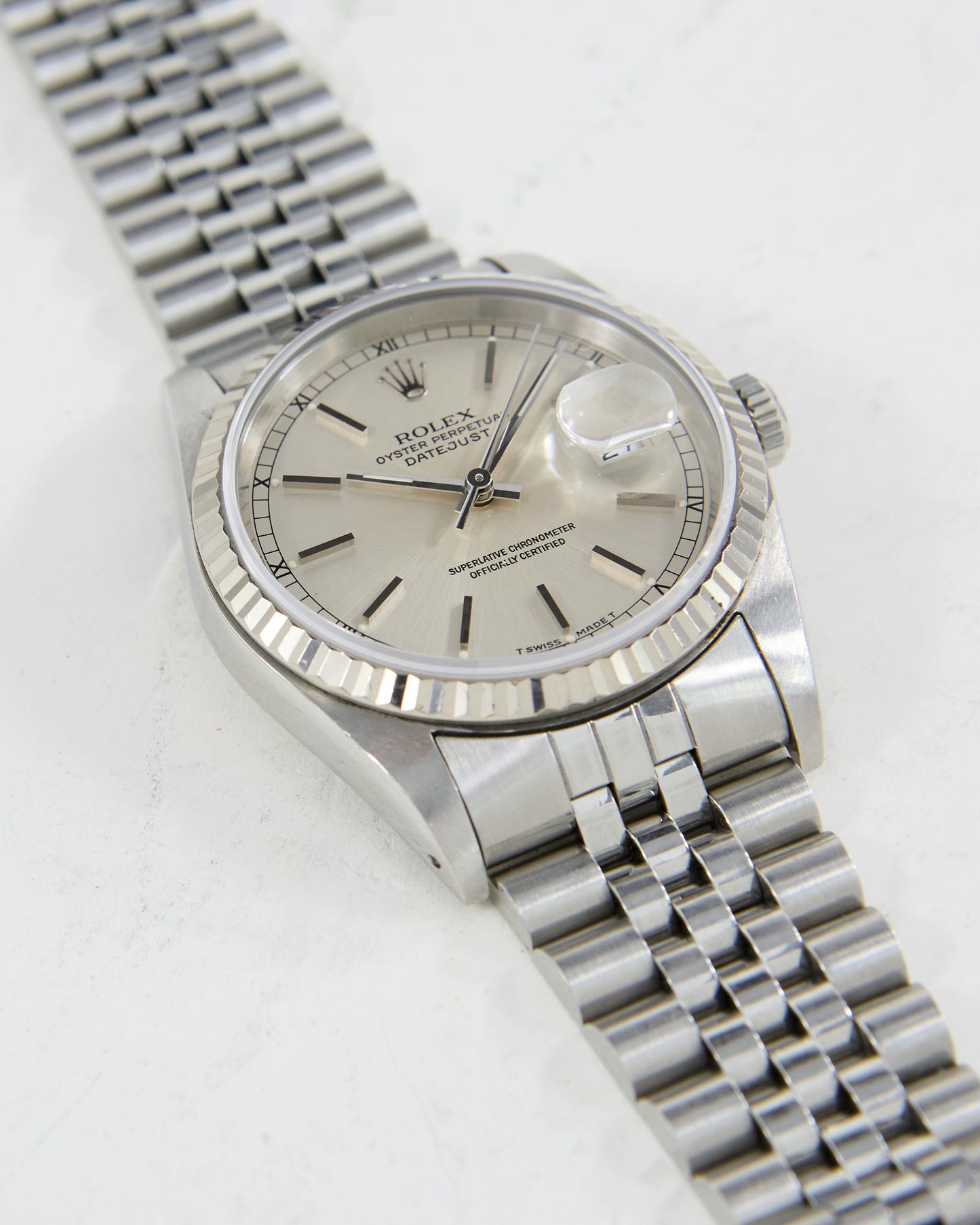 ROLEX DATEJUST SILVER DIAL ON JUBILEE BRACELET