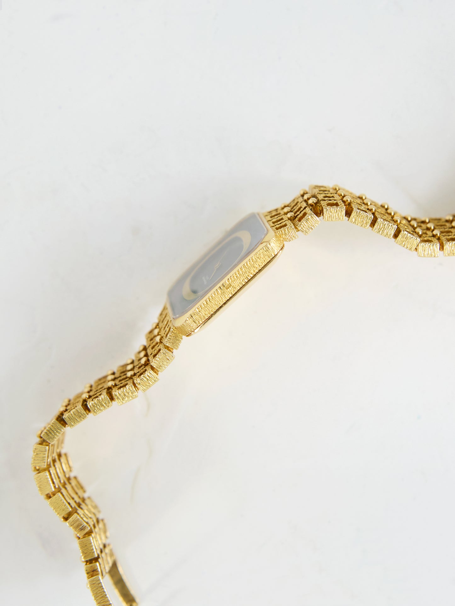 PATEK PHILIPPE SQUARE WITH BLUE DIAL ON YELLOW GOLD CASE AND BRACELET