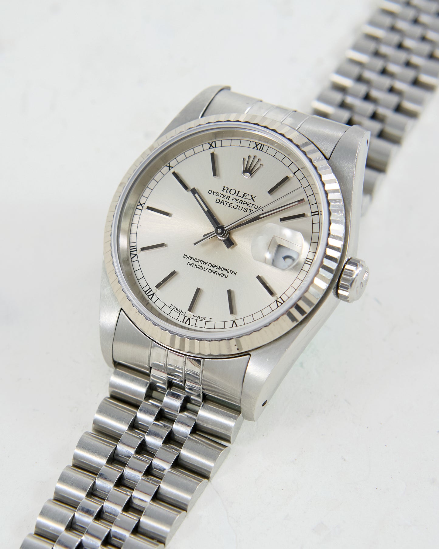 ROLEX DATEJUST SILVER DIAL ON JUBILEE BRACELET