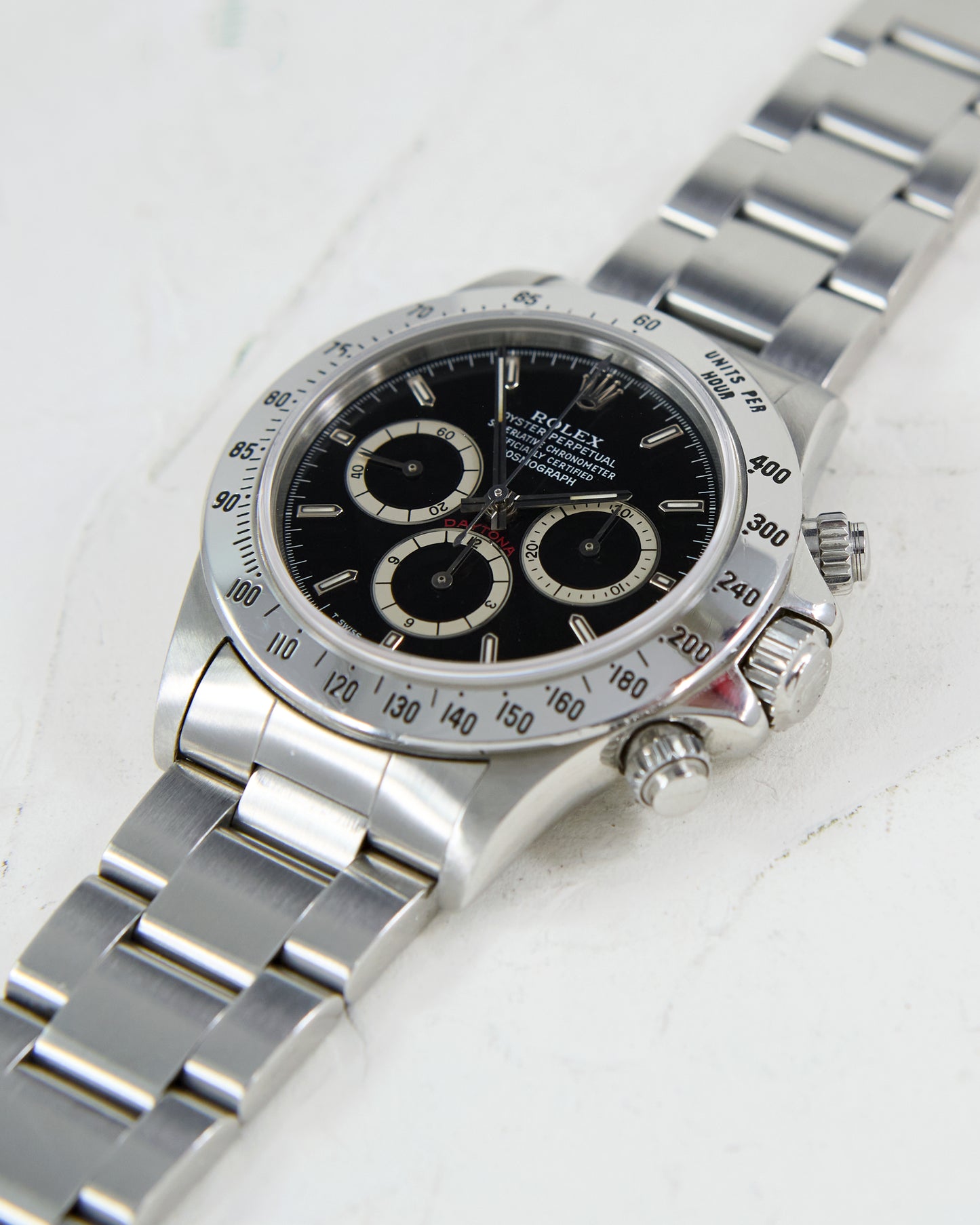 ROLEX DAYTONA INVERTED SIX BLACK DIAL & BRUSHED BRACELET