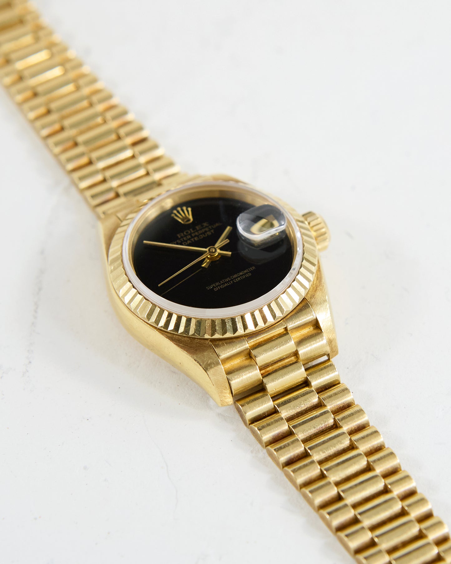 ROLEX LADIES DATEJUST ONYX DIAL WITH FULL SET OF BOX & PAPERS
