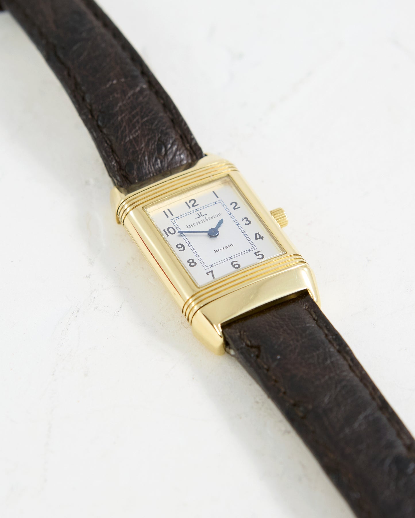 JAEGER-LECOULTRE LADIES REVERSO MONOFACE ON LEATHER STRAP AND BUCKLE