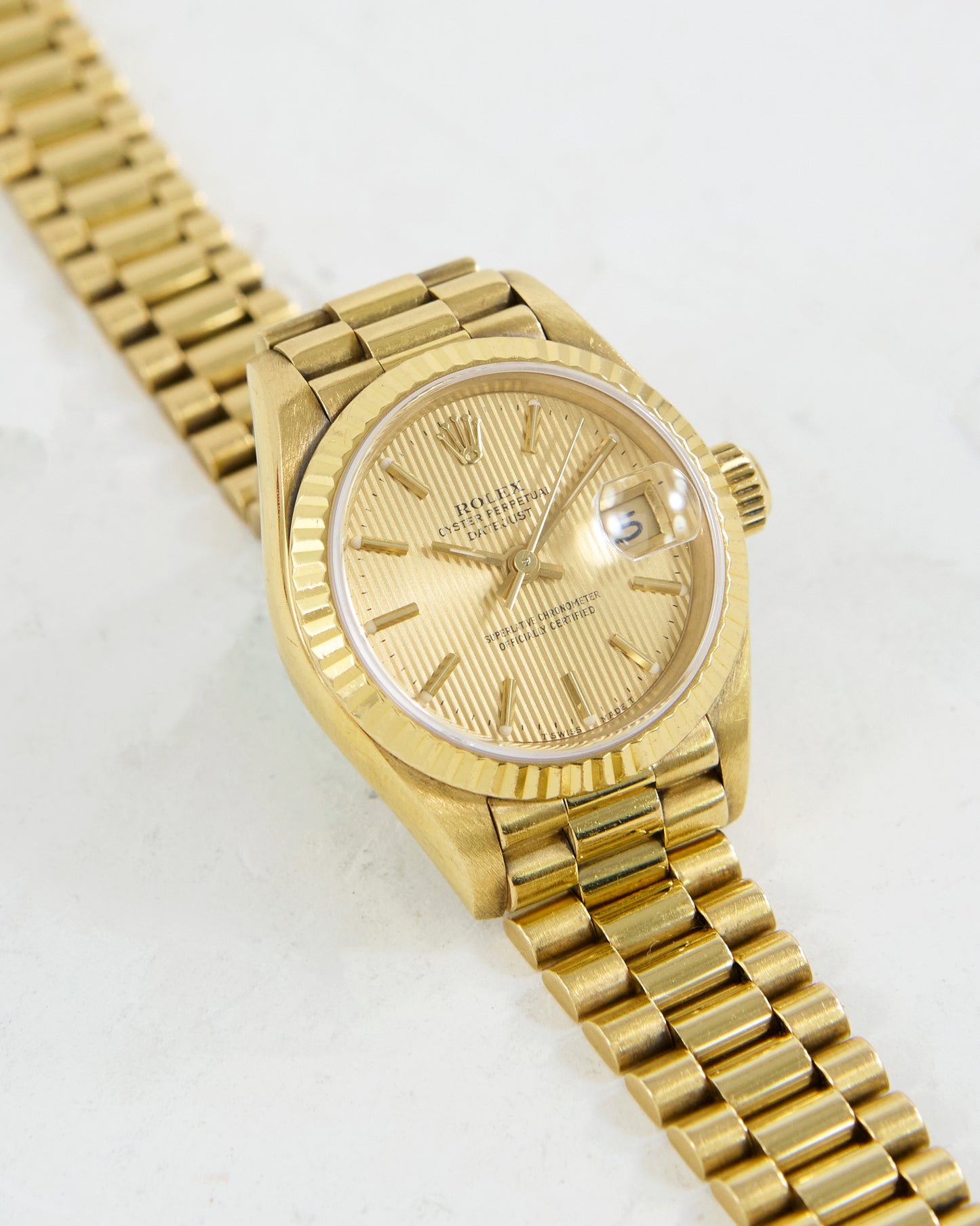 ROLEX LADIES DATEJUST TAPESTRY DIAL WITH FULL SET OF BOX & PAPERS