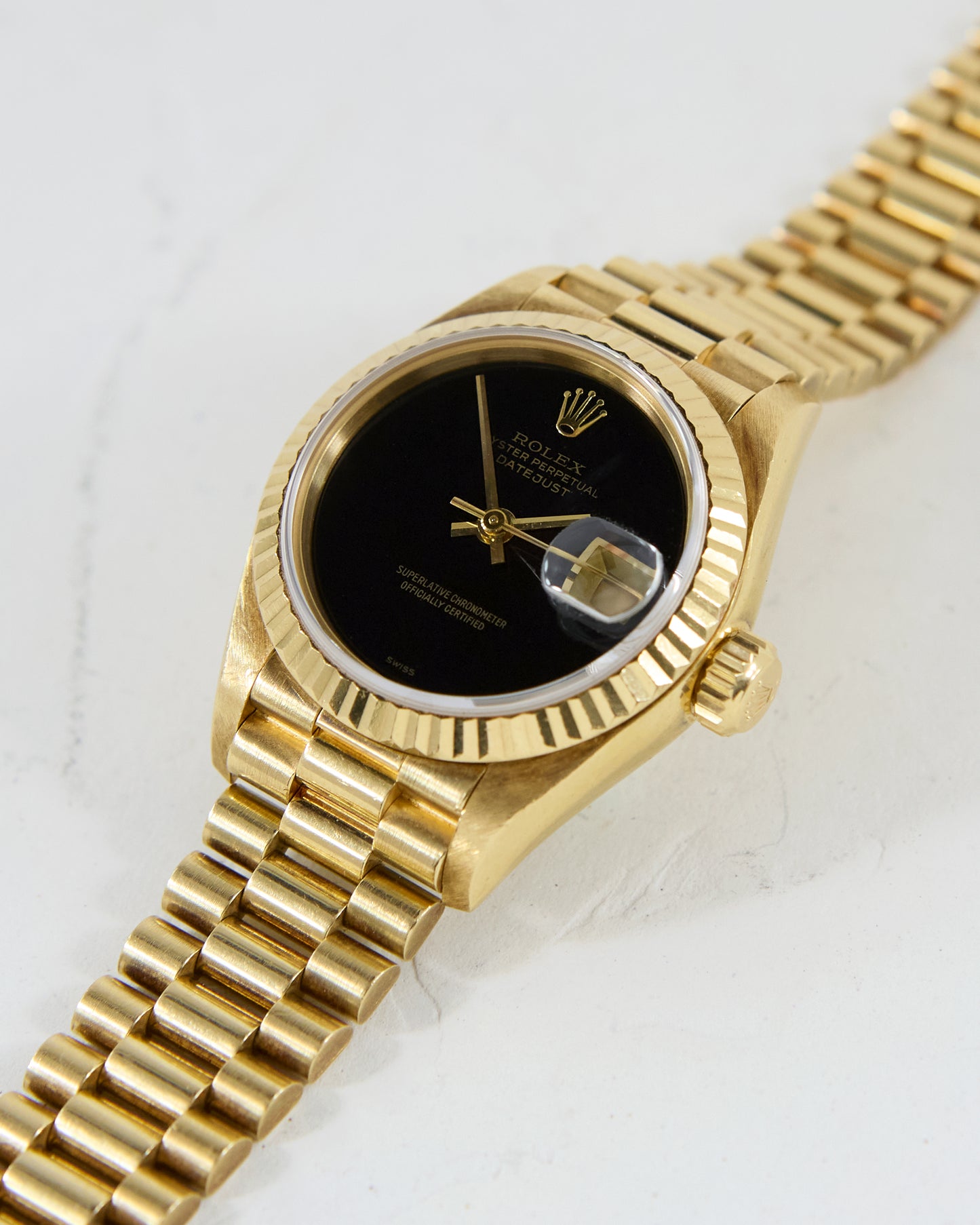 ROLEX LADIES DATEJUST ONYX DIAL WITH FULL SET OF BOX & PAPERS