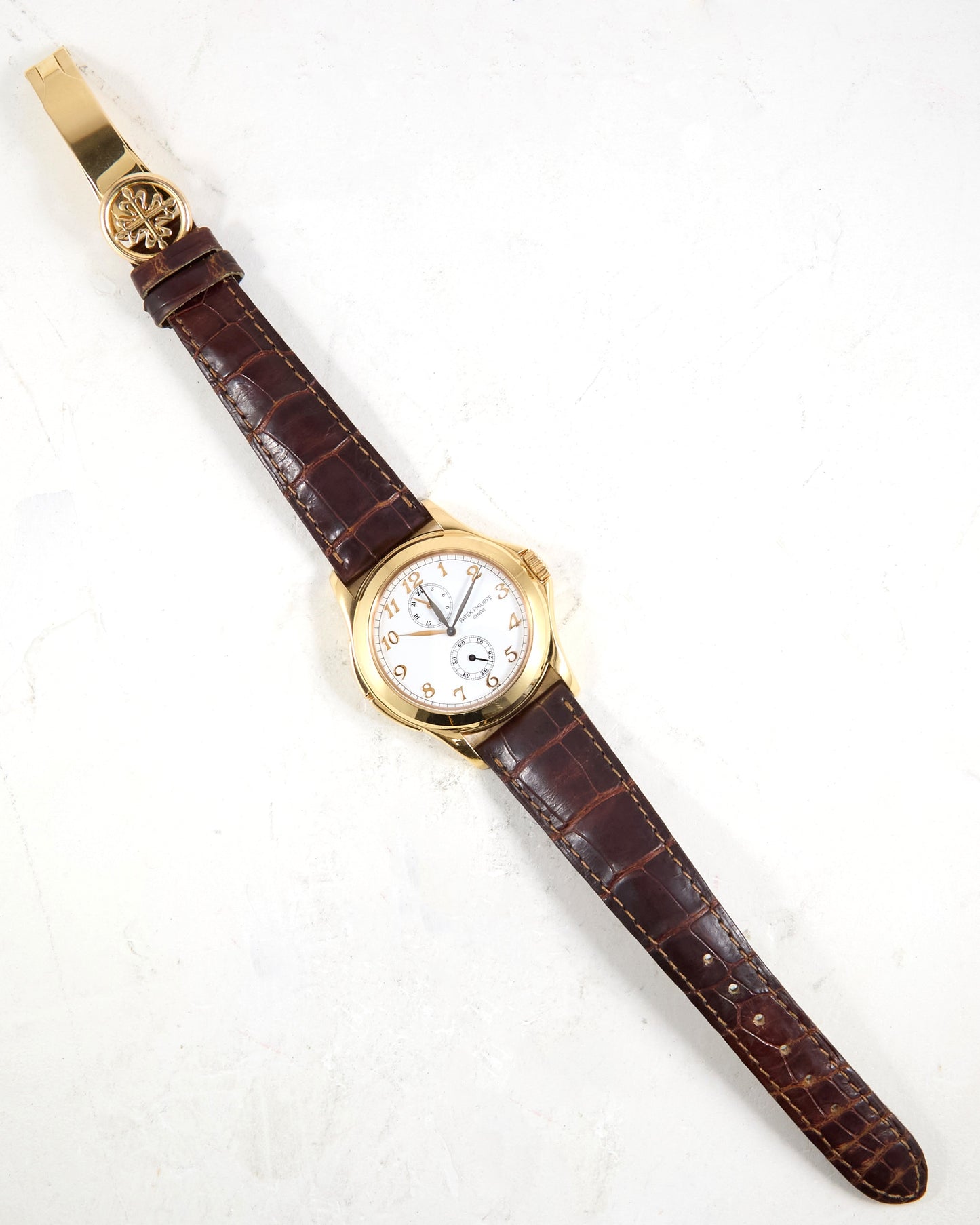 Patek Philippe Calatrava Travel Time 5134R in Rose Gold with Leather Strap and Deployant Buckle with Original Papers