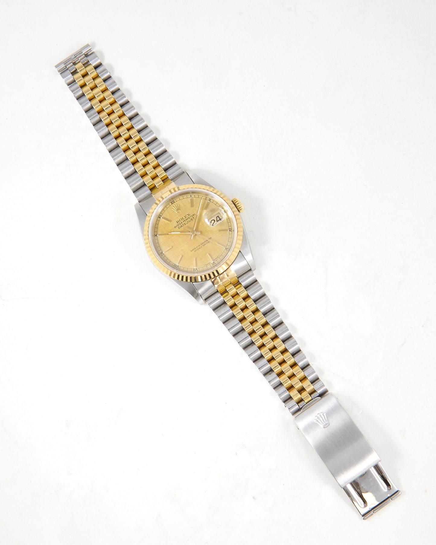 Rolex Datejust 16233 Lemon Linen Dial in Steel & Gold Case on Jubilee Bracelet