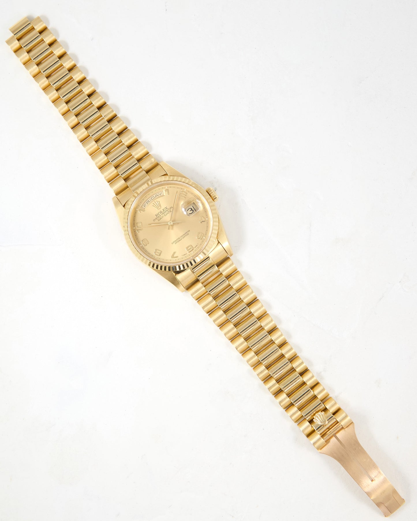 Rolex Day-Date 18238 Arabic Champagne Dial in Yellow Gold with Full Set of Box & Papers