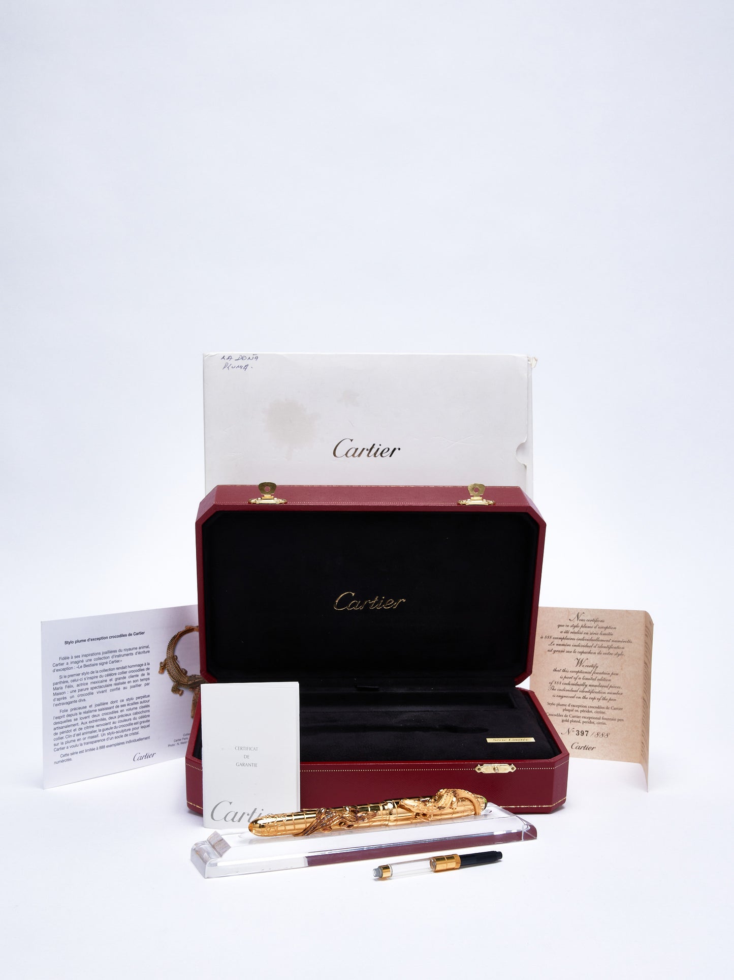 CARTIER CROCODILES DE CARTIER LA DOÑA FOUNTAIN PEN WITH FULL SET - LIMITED EDITION