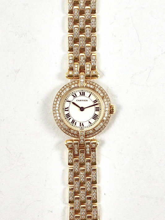 CARTIER VENDOME YELLOW GOLD WITH FULL FACTORY DIAMOND CASE & BRACELET