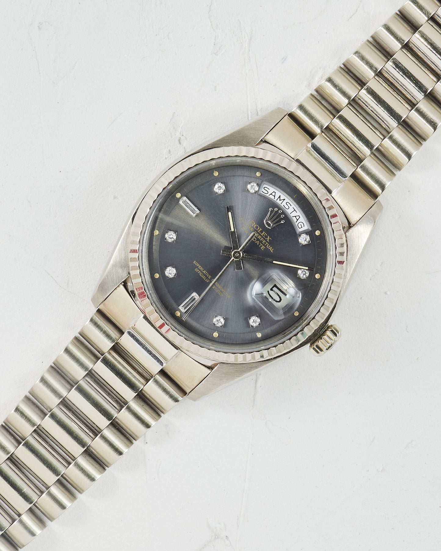 Rolex Day-Date Sigma Grey Dial in White Gold Case and Bracelet