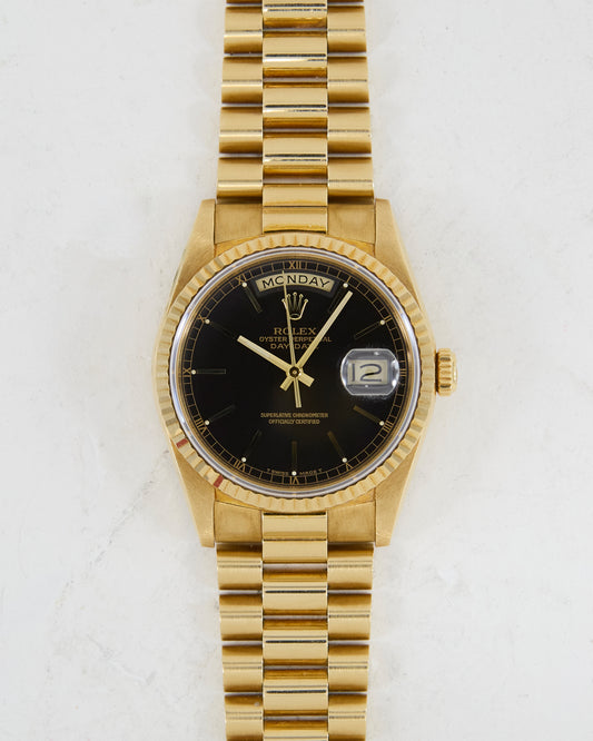 Rolex Day-Date Black Dial Unpolished with Super Full Set