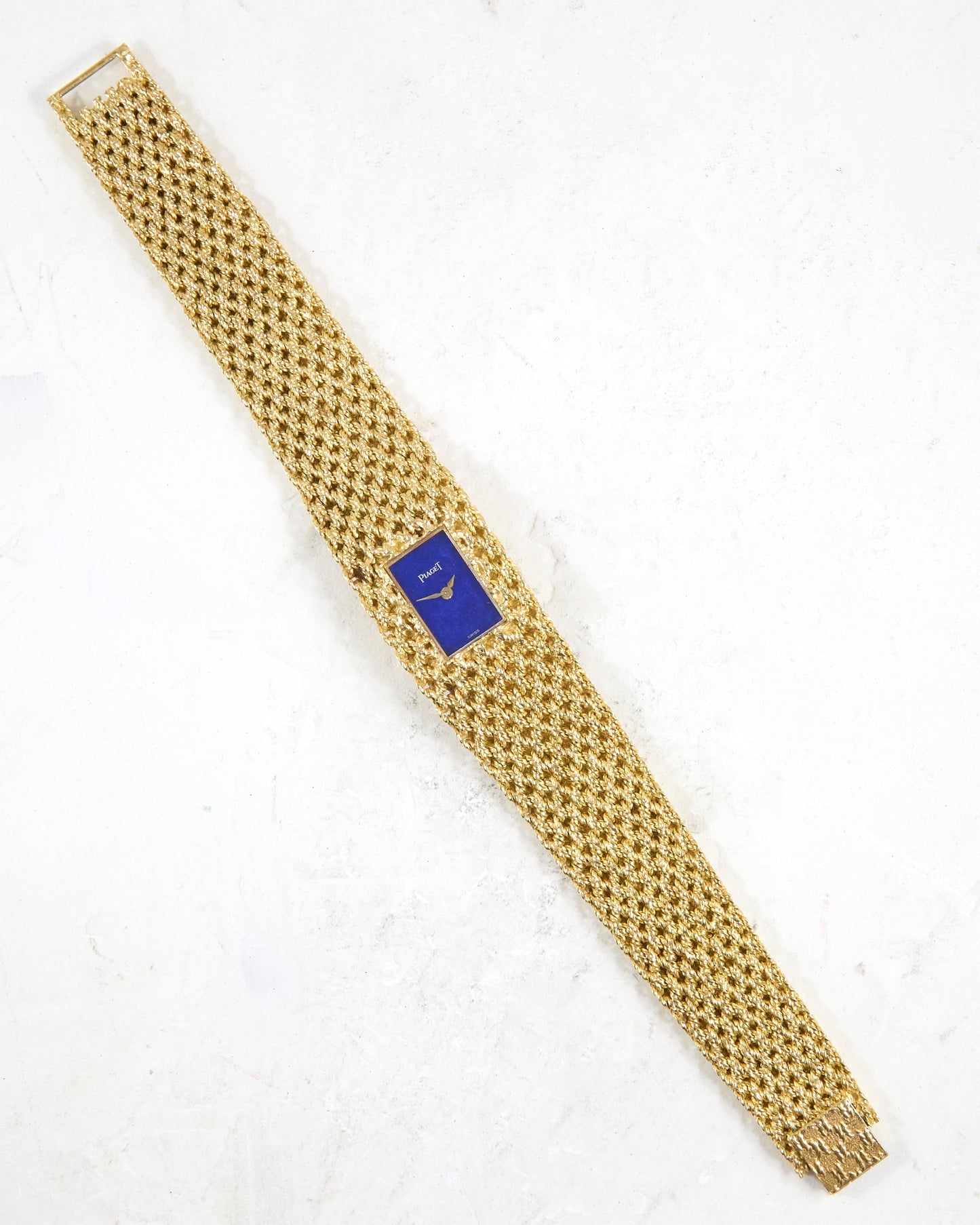 Piaget Braided Bracelet Watch with Lapis Dial in Yellow Gold Case and Bracelet