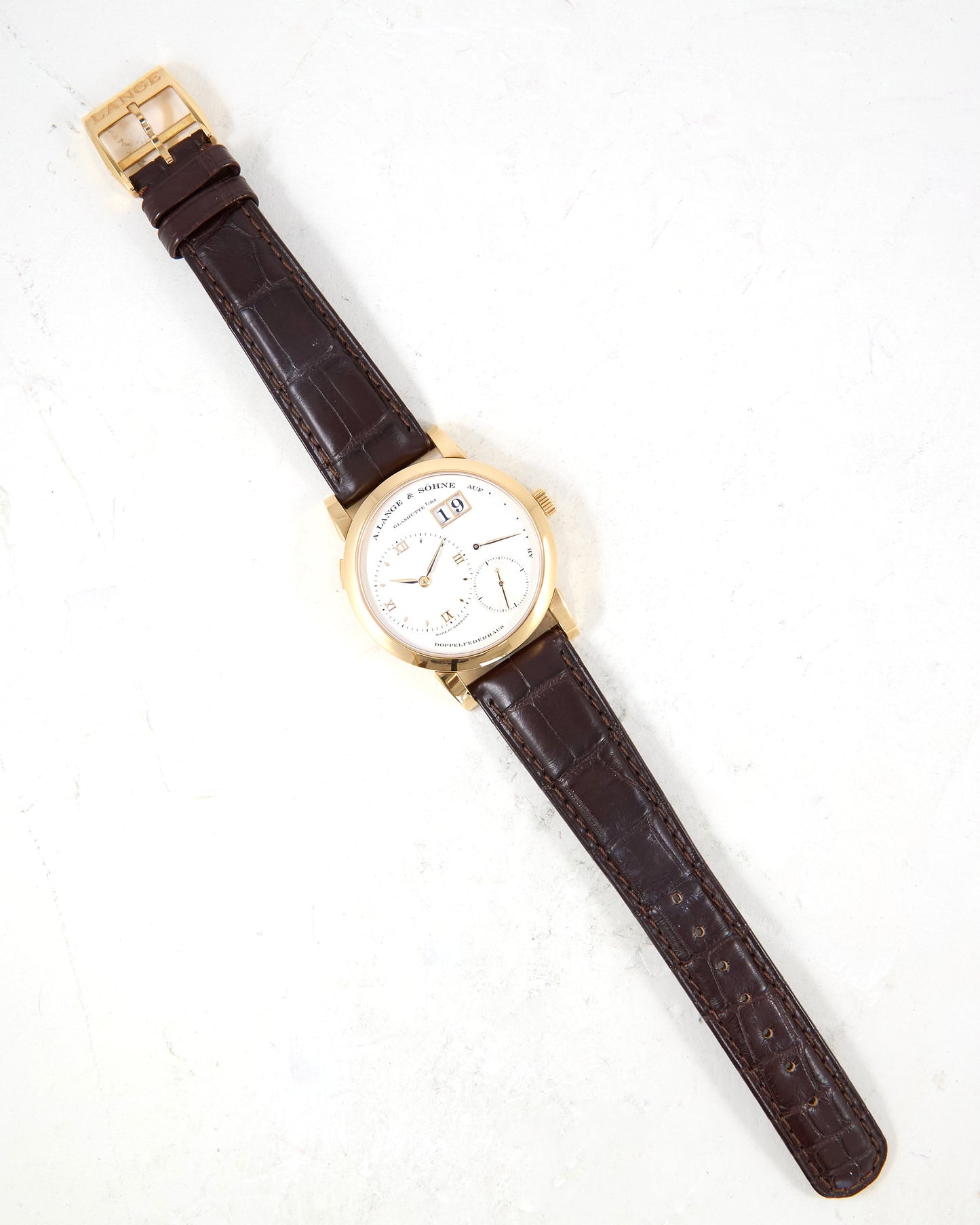 A. Lange & Sohne Lange 1 101.032 in Rose Gold on Leather Strap and Buckle with Box