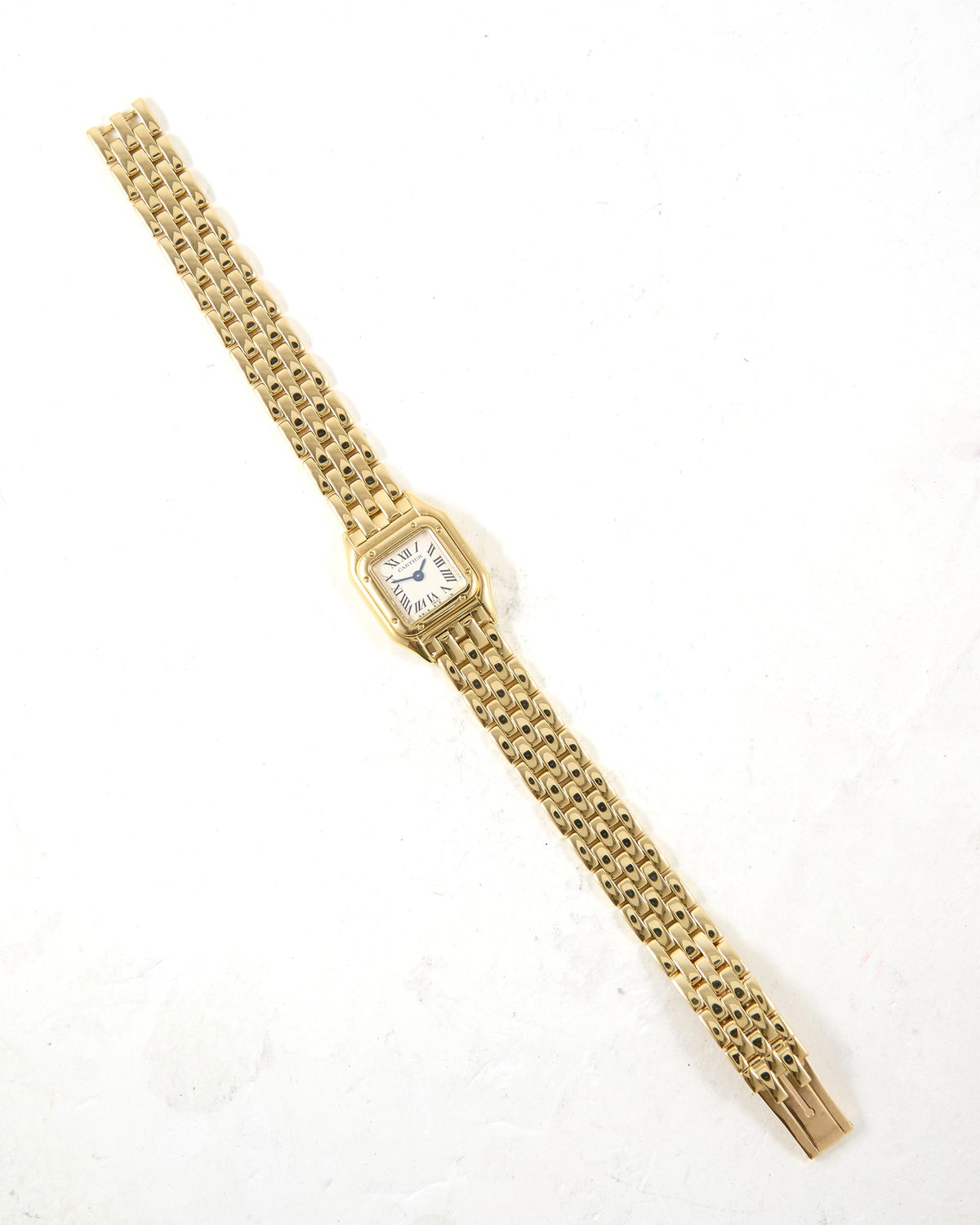 Mini Cartier Panthere 1130 White Roman Dial in Yellow Gold Case and Bracelet