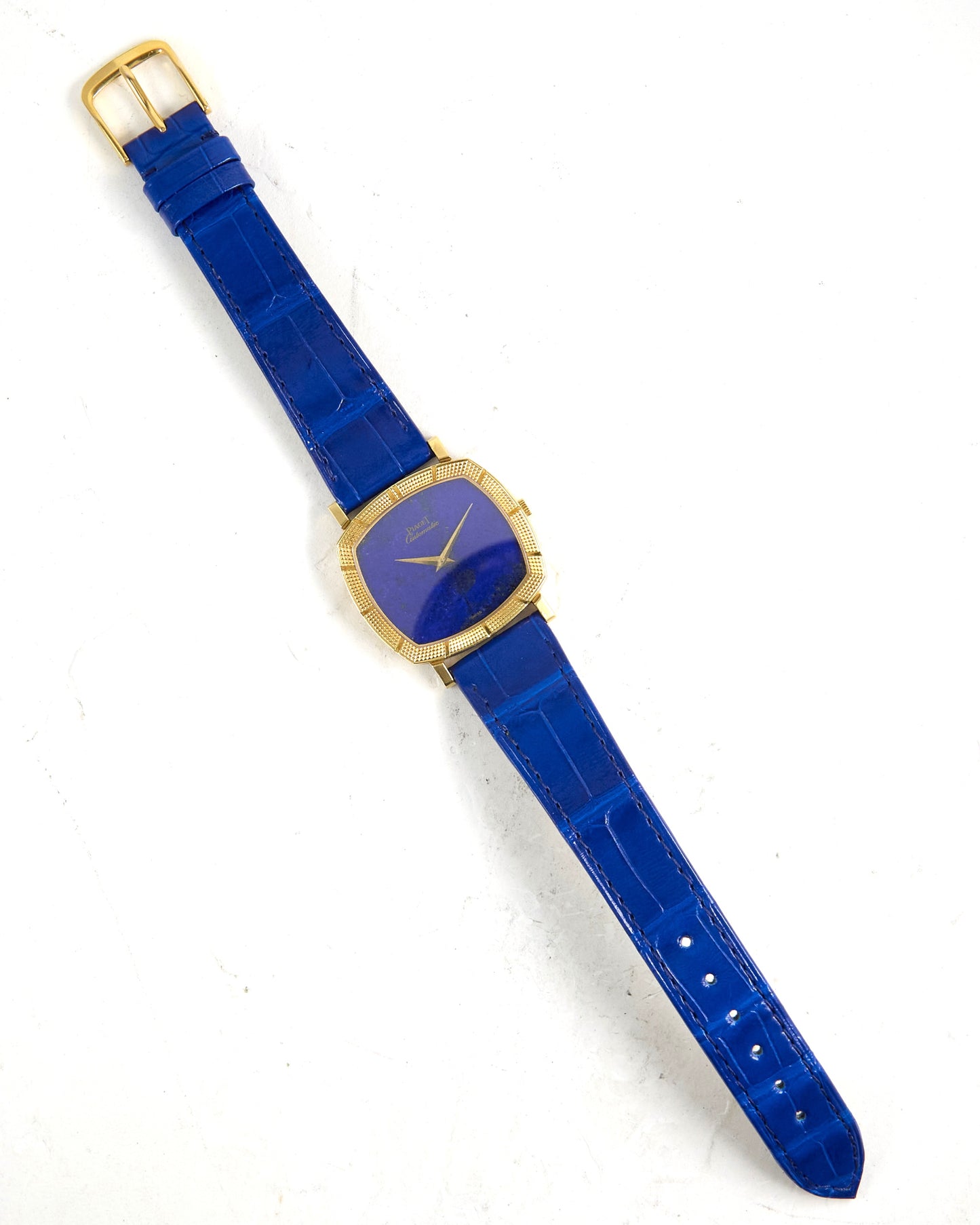 Piaget Automatic Lapis Lazuli Dial in 18K Yellow Gold Case on Very Special Blue Leather Strap with Service Papers
