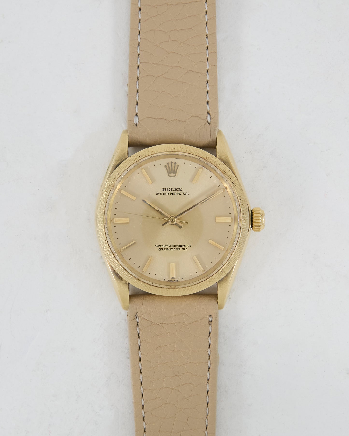 Rolex Oyster Perpetual with Bark Bezel in 14K Gold