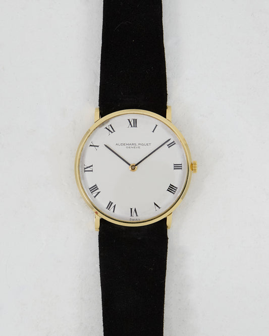 Audemars Piguet Ultra Thin in Yellow Gold Signed Strap and Buckle with Original Box