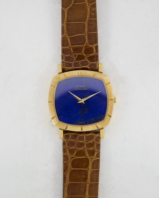 Piaget Automatic Lapis Lazuli Dial in 18K Yellow Gold Case on Leather Strap