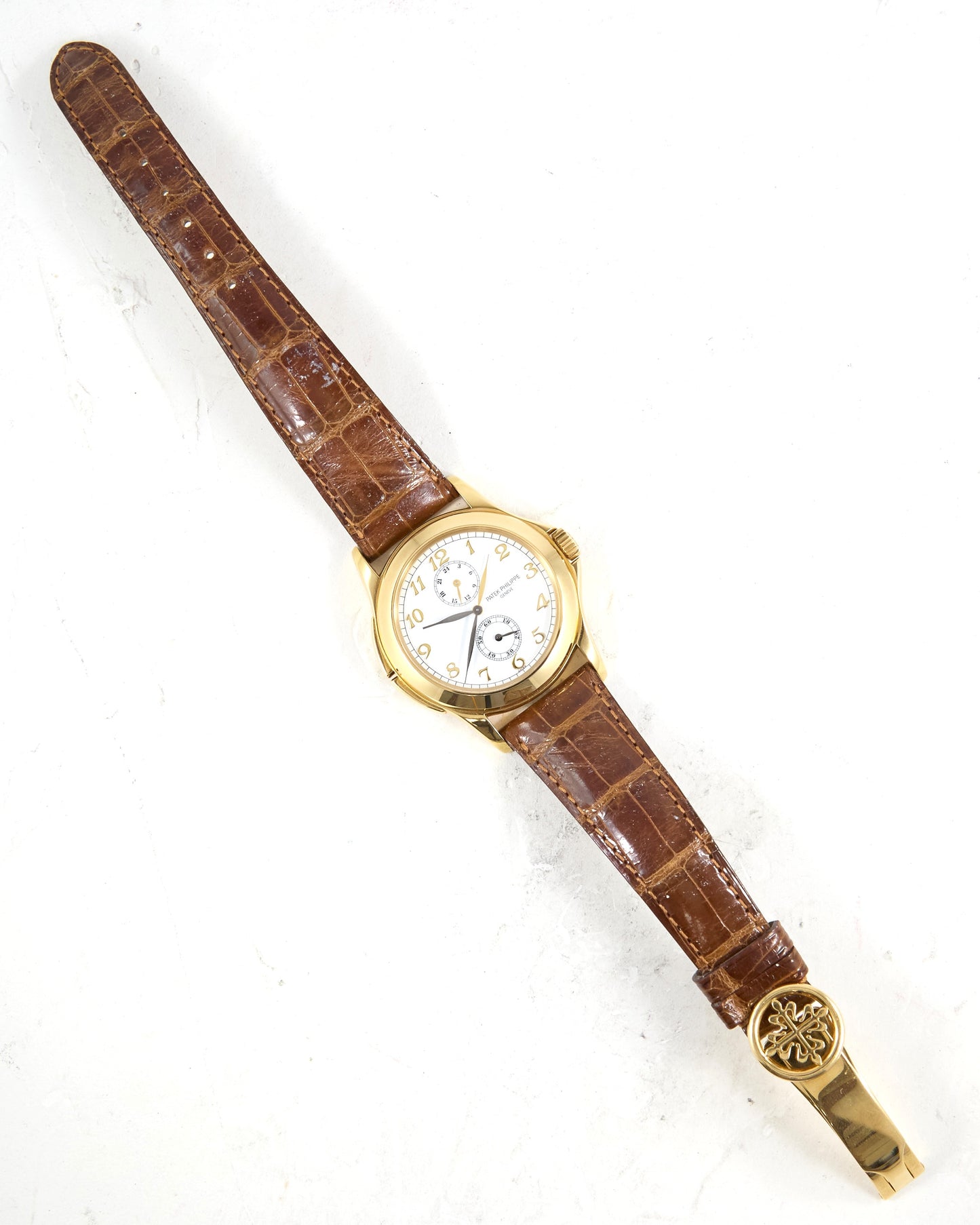 Patek Philippe Calatrava Travel Time 5134J in Yellow Gold with Leather Strap and Deployant Buckle with Box & Papers