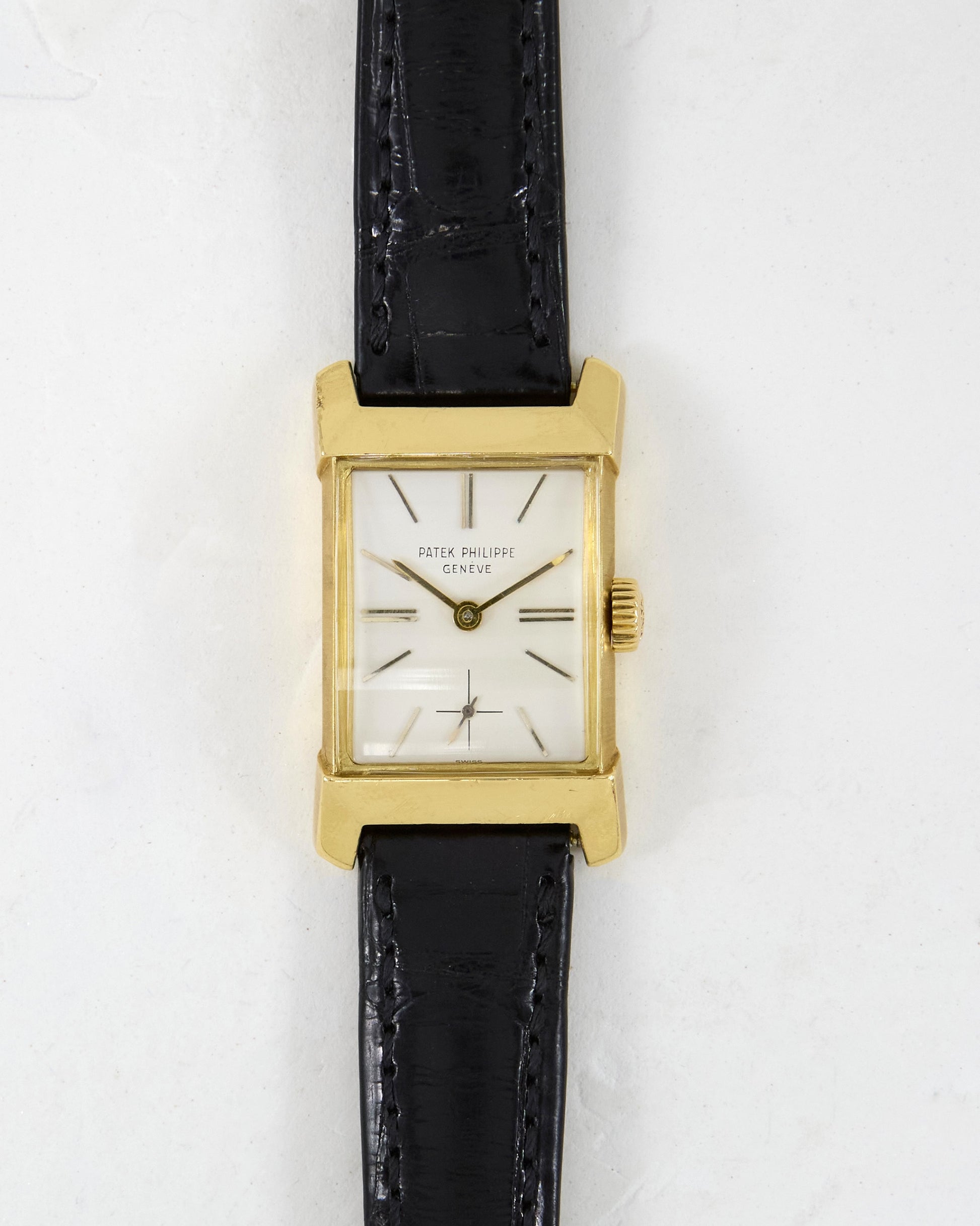Patek Philippe 2553 Top Hat rectangular gold watch front view