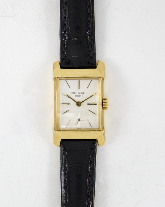 Patek Philippe 2553 Top Hat rectangular gold watch front view